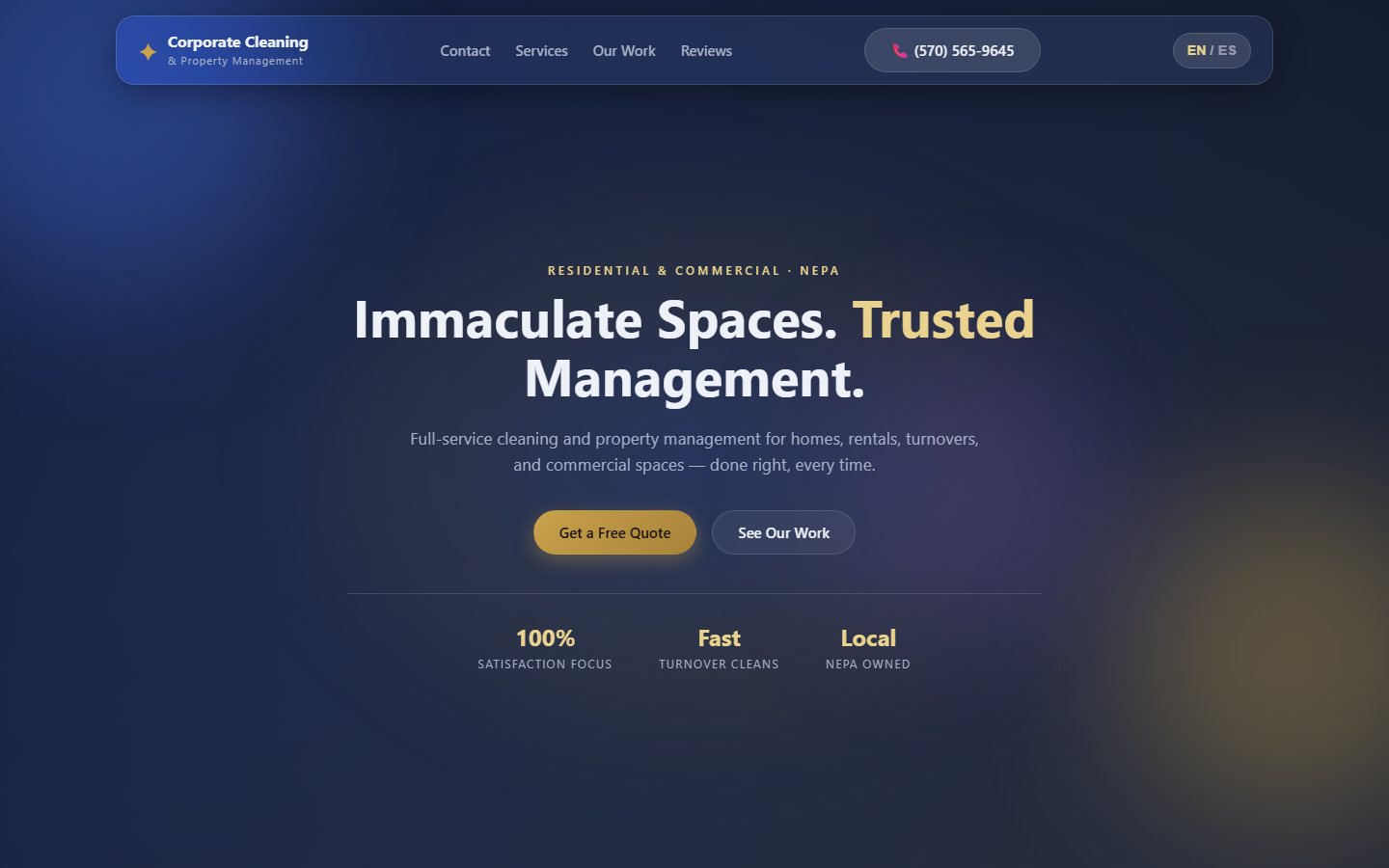 Corporate Cleaning and Management website preview